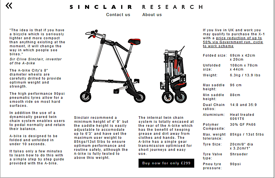 Sinclair folding bike sale